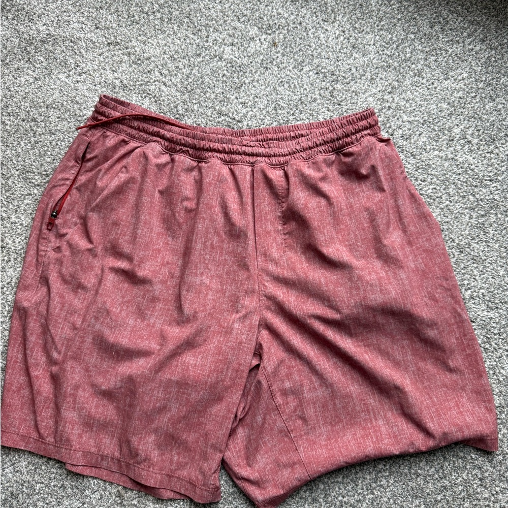 Lululemon Pace Breaker Red / Pink Linerless Athletic Shorts XXL